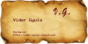Vider Gyula névjegykártya